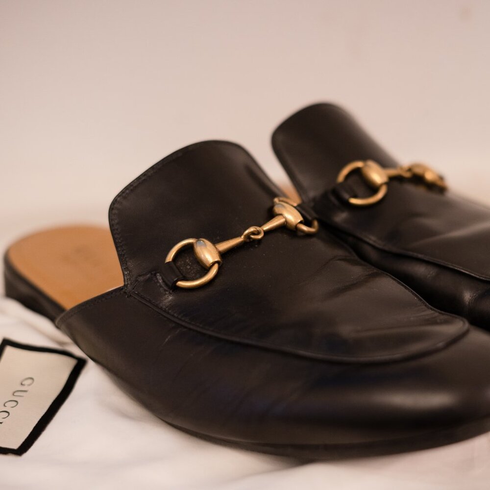 Gucci Men's Princetown Black Leather Mule Size 42 (EU 9 / US 10)